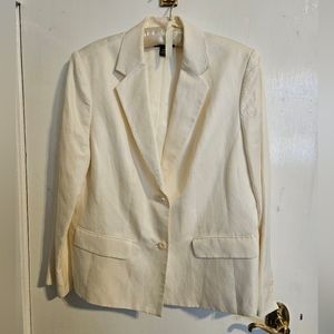 Vintage Women's Alfani Off-White Silk/Linen Suit Jacket Blazer Size 14W